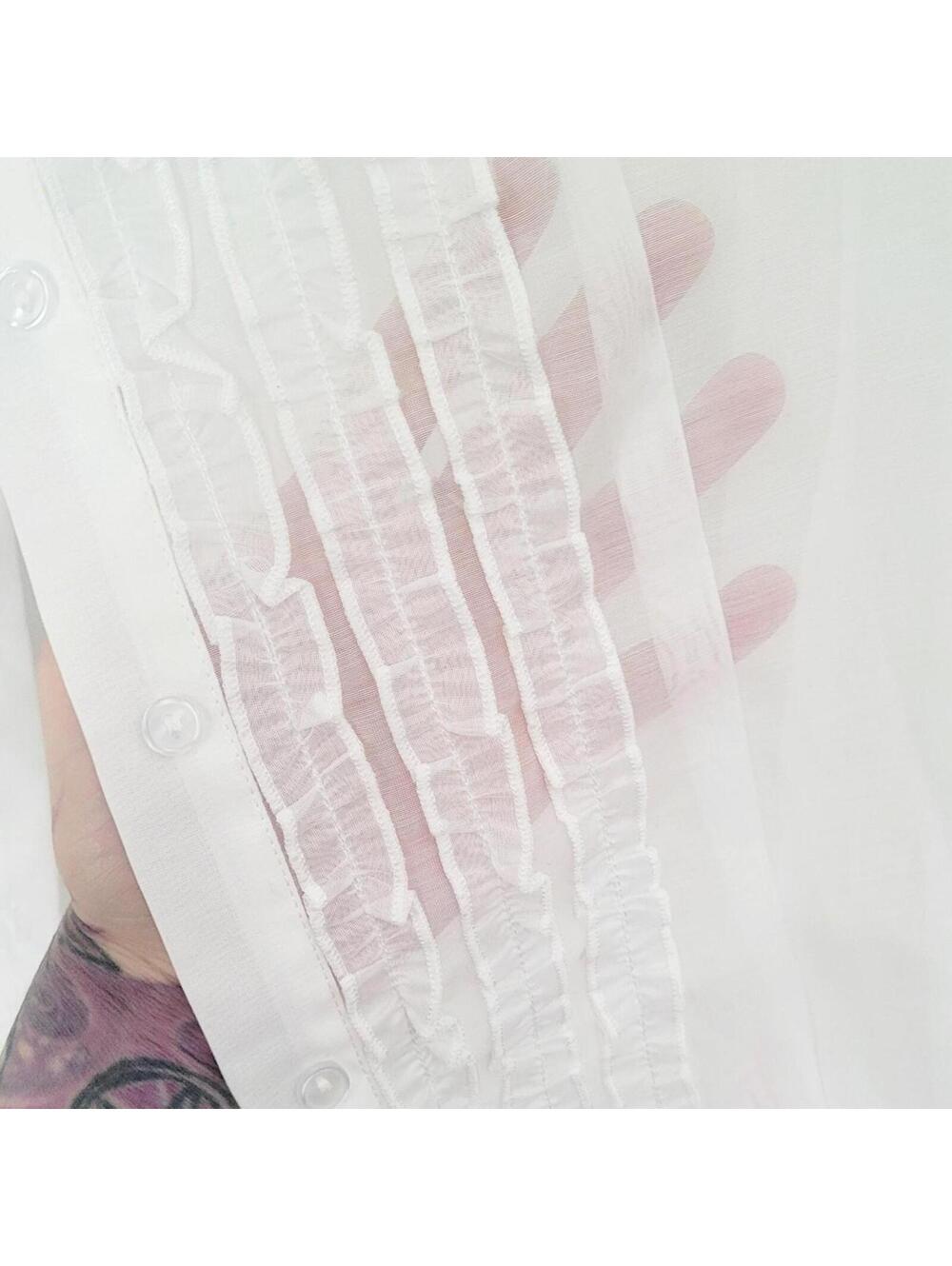 🎀 Sugar Thrillz 'I Totally Paused' Sheer Ruffle Button Up Shirt 🎀